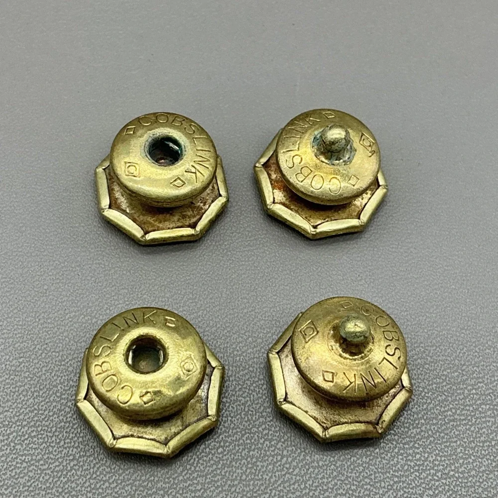 Vintage Cobslink Mother of Pearl Cufflinks Gold Tone Octagon Art Deco Style Pair
